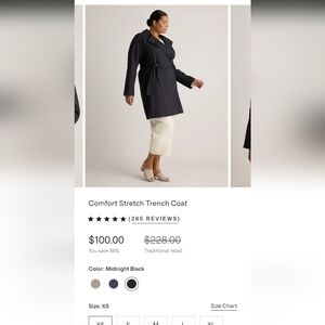 Quince Comfort Stetch Black Trench Coat